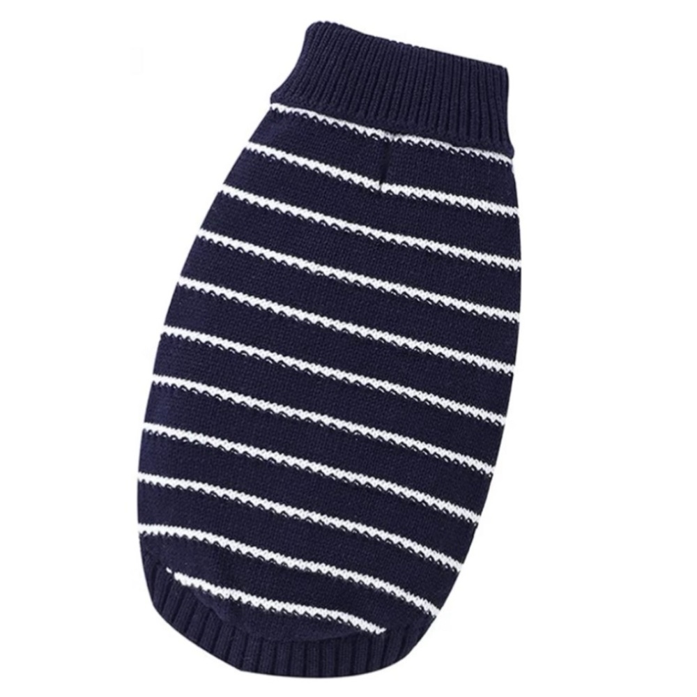 Navy & White Striped Dog Turtleneck Sweater – Medium